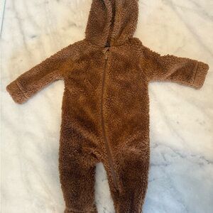 Bear Cub Cozy Brown Fleece Baby Onesie